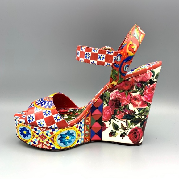 ⚡️SOLD! NIB DOLCE & GABBANA Majolica Wedges Sandal - Picture 2 of 8